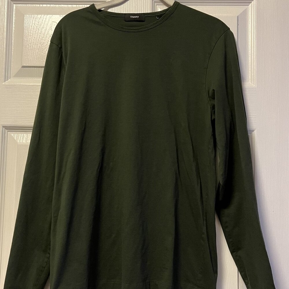 Men's Theory Classic Long Sleeve Army Green T-Shirt Size M